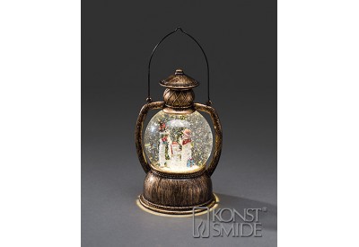 Konstsmide Lantern with Snowman Scene (Battery Operated, Warm White, LED, Water Filled)